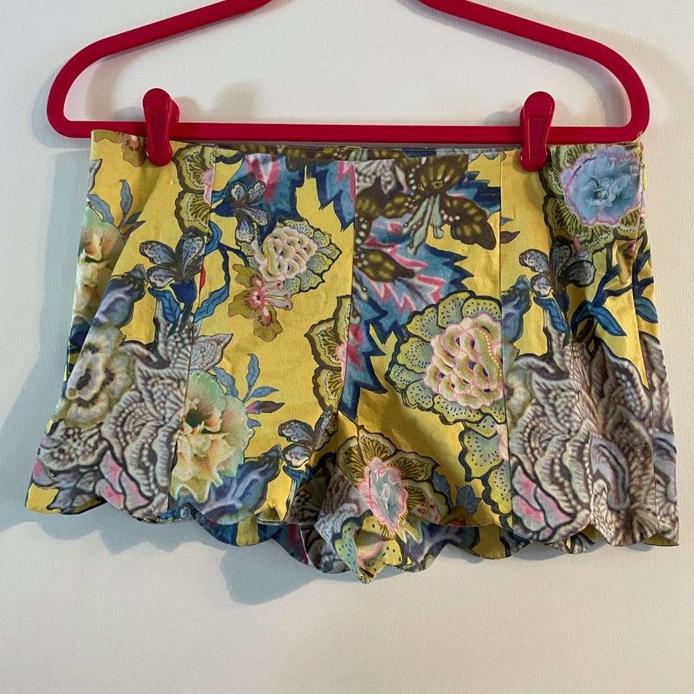 Yellow Cynthia Rowley Scalloped Shorts